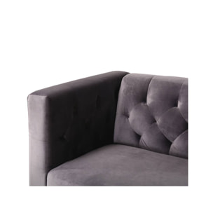 Canapé fixe en velours "Bruce" - 196 x 76 x 82 cm - 3 places - Gris