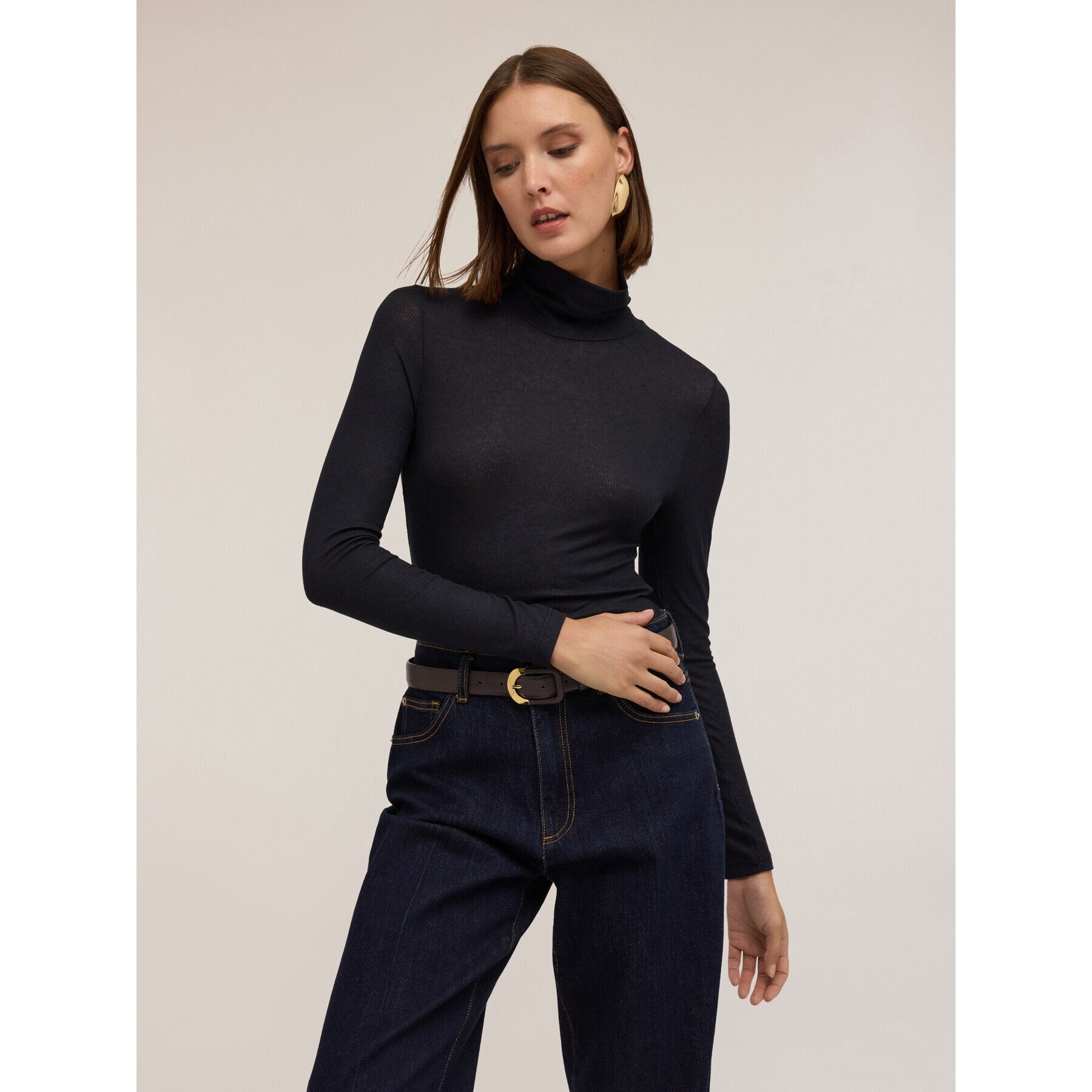 Motivi - Jersey de cachemir de coste mixto - Negro