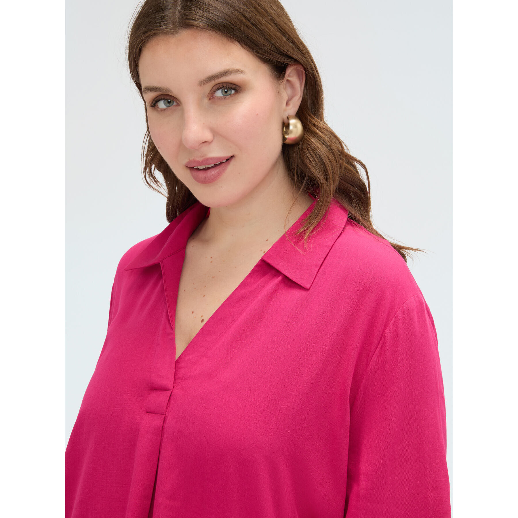Fiorella Rubino - Blusa boxy con collo polo - Fucsia