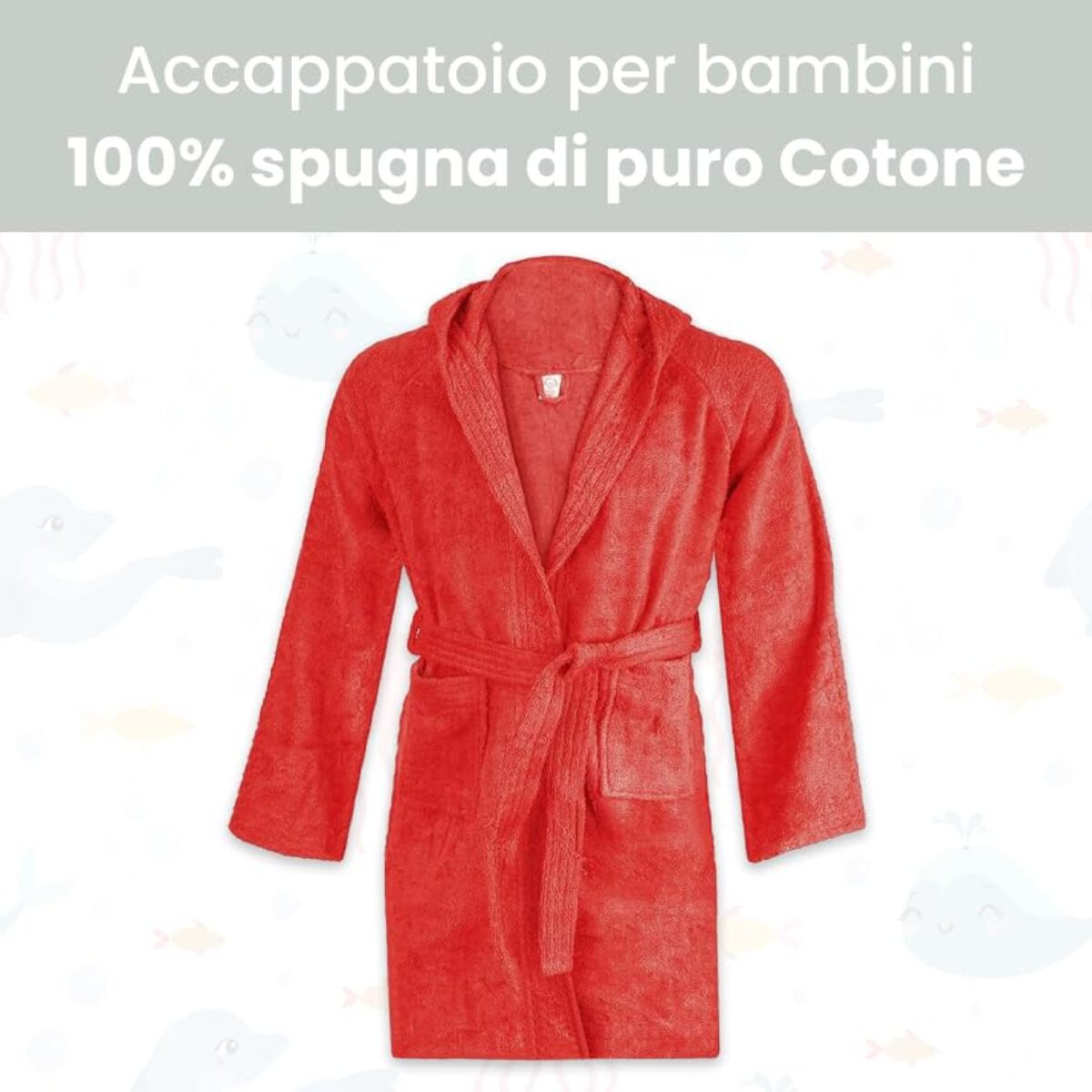 INTRECCI Accappatoio Bambino e Bambina, Accappatoio Spugna di Cotone, Assorbente, Morbido, per Pelli Sensibili, Certificato Oeko-Tex.