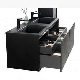 Meuble double vasque 120 cm noir Aquasasso