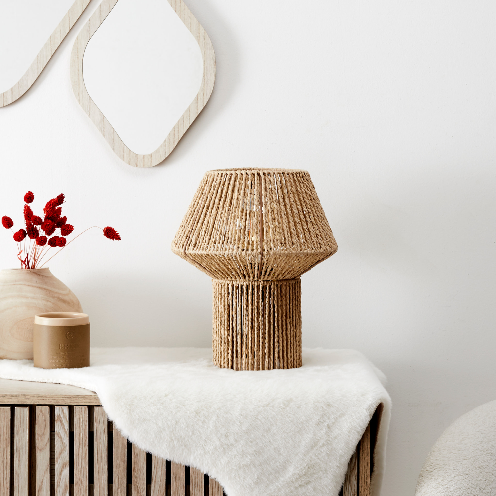 Lampe A Poser Abat Jour Effet Corde Tressee