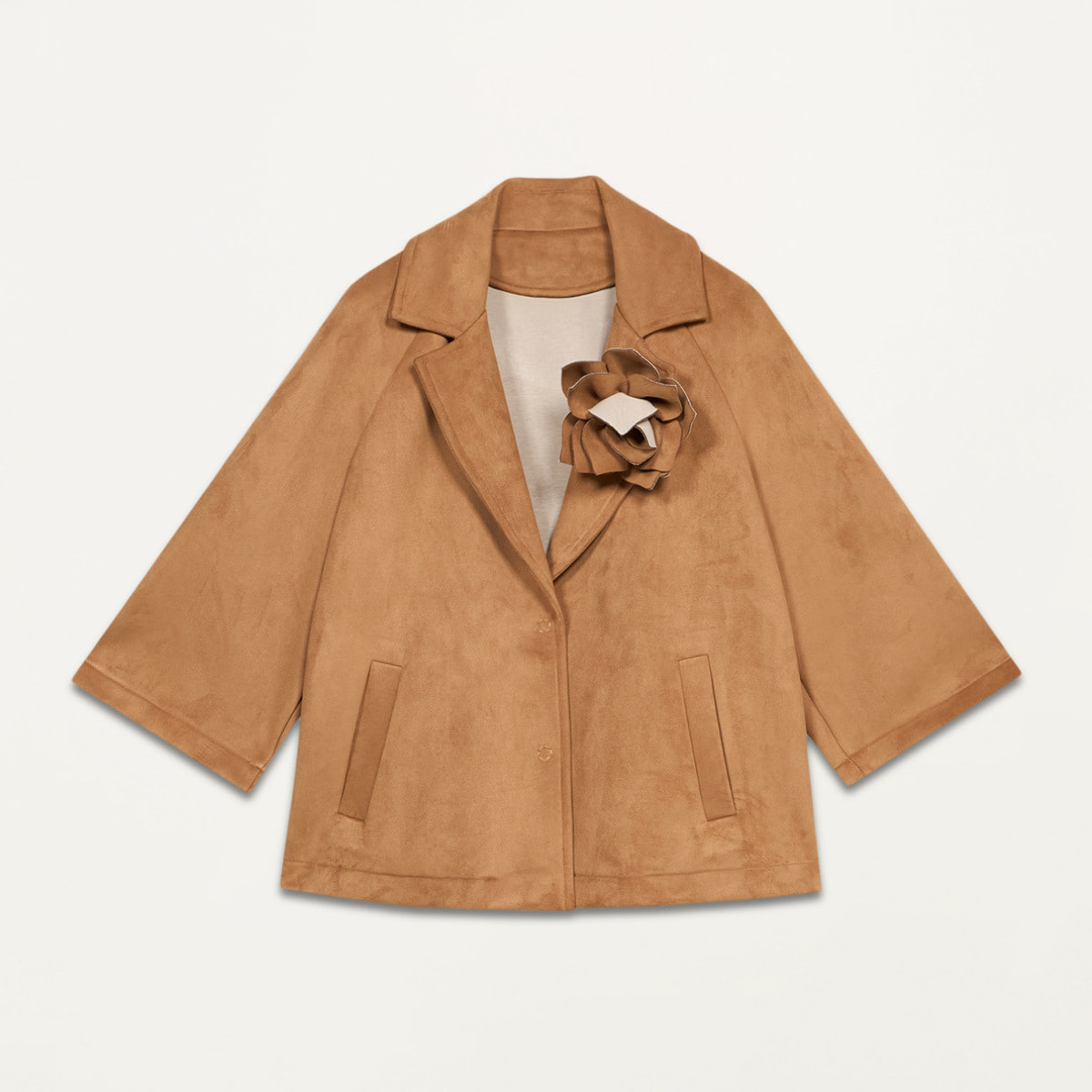 Oltre - Caban effetto scamosciato con spilla - Beige