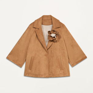 Oltre - Caban effetto scamosciato con spilla - Beige