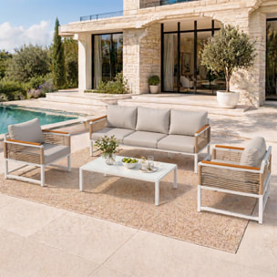 Salon de jardin 5 places avec table basse gris clair SALINE