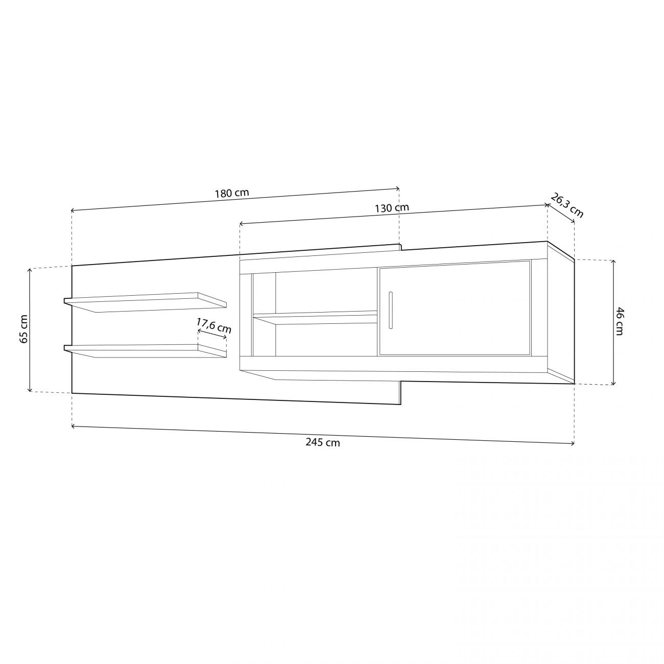 Módulo alto Nuka 1 puerta con respaldo Cambria - Grafito