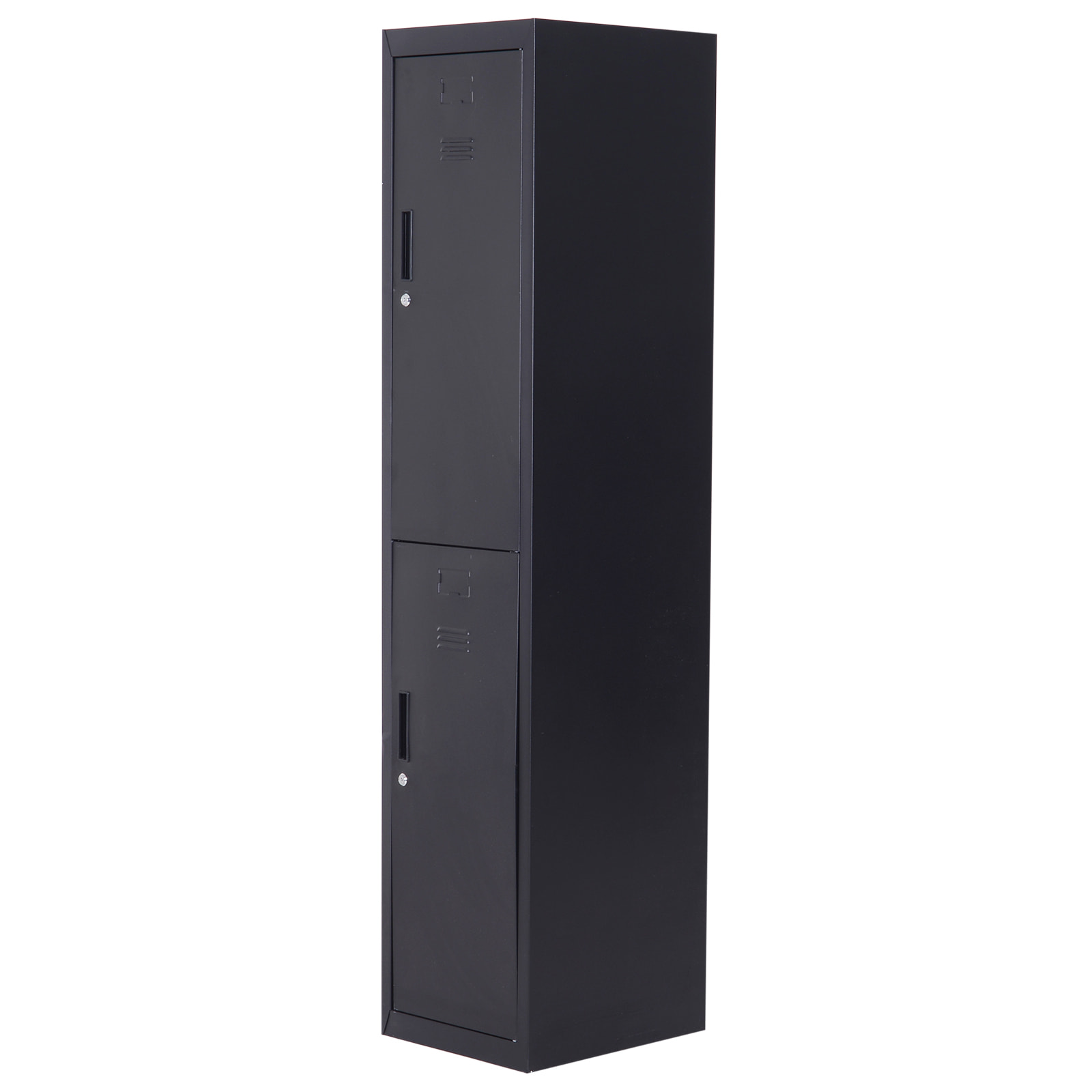 Vestiaire métallique 2 portes verrouillables - armoire métallique - 2 tringles, 4 étagères - acier noir