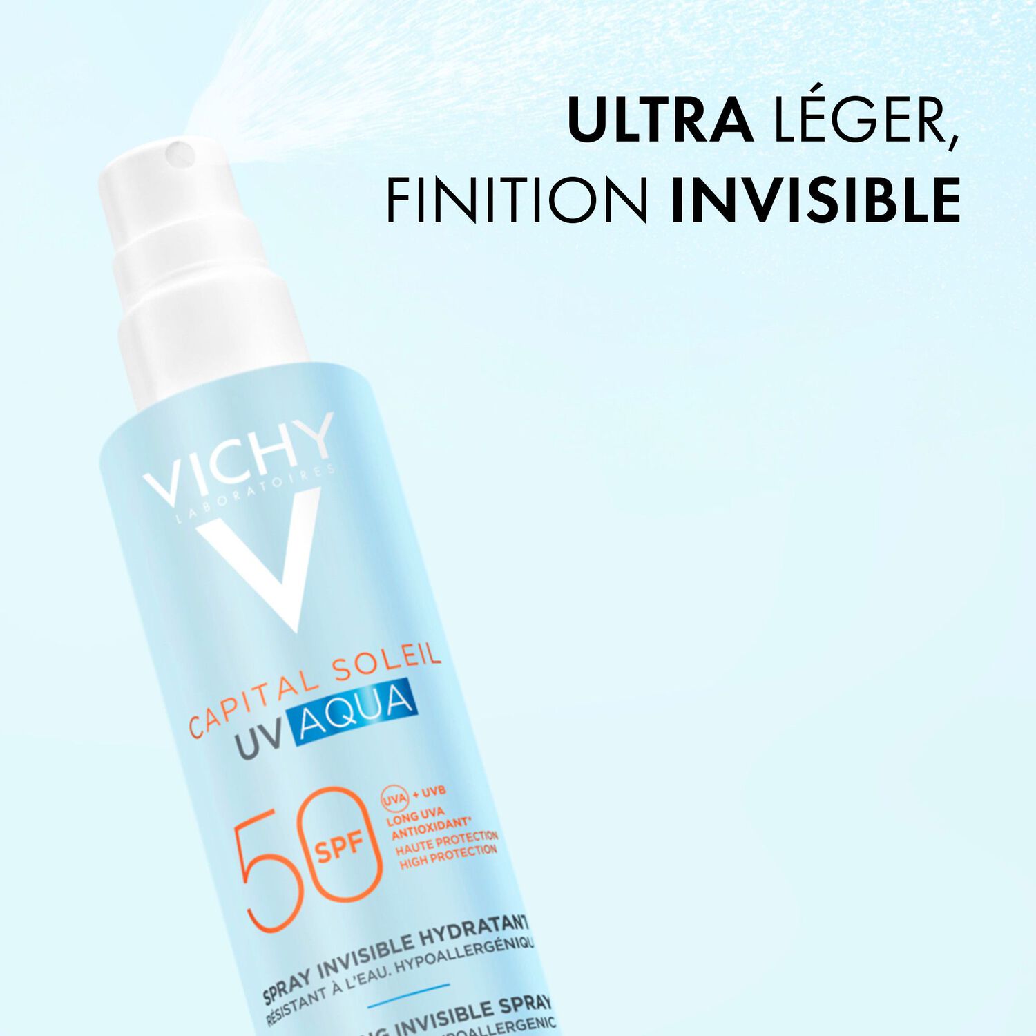Capital Soleil UV-Aqua SPF50 - Spray Hydratant Invisible Resistant a l'Eau 200 ml