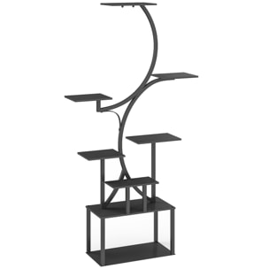 Étagère à fleurs en métal à 8 niveaux noir