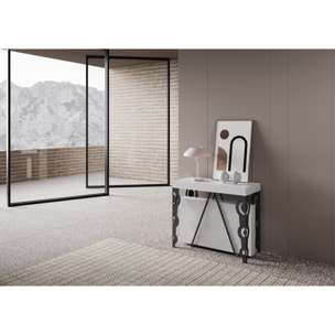 Consolle allungabile 90x40/300cm Aceres bianco frassino telaio antracite