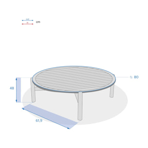 Table basse de jardin ronde "Deona" 80x48cm en acacia