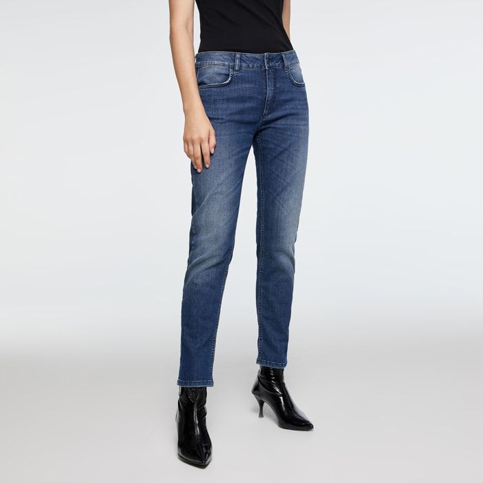 Jeans Lima - carrot fit - effetto vintage - 98% cotone - blu denim