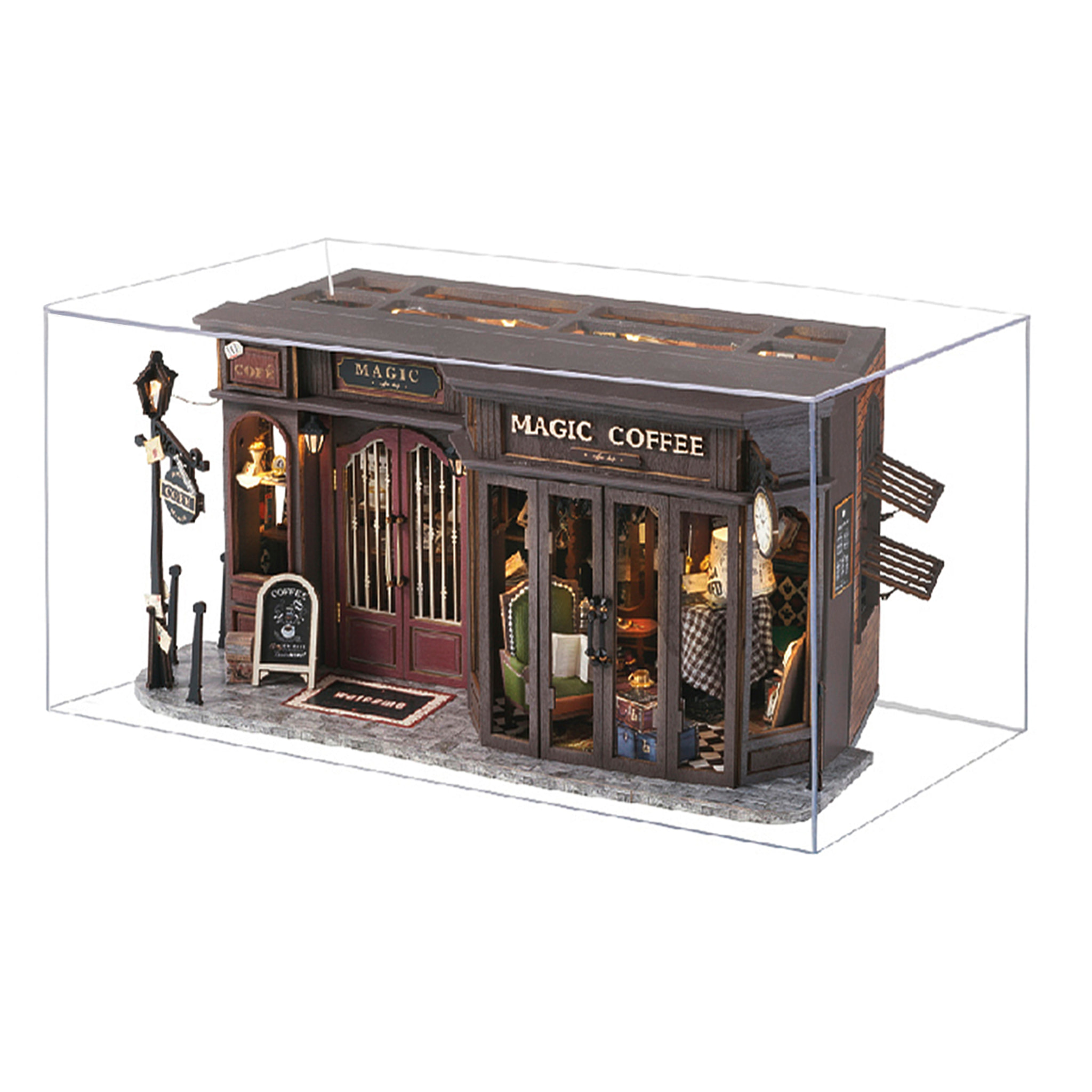 Cafetería Antigua. Maqueta 3D realista con gran detalle con cubierta antipolvo y luces led.