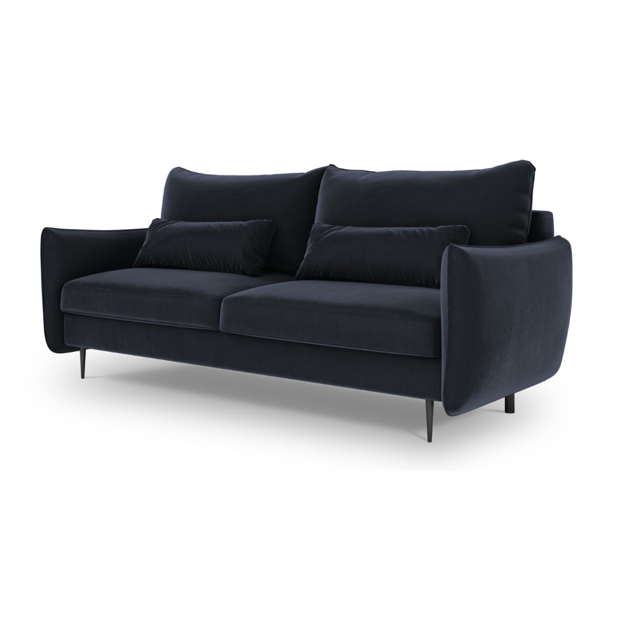 Canapé convertible avec coffre de rangement "Vermont" 3 places en velours bleu foncé