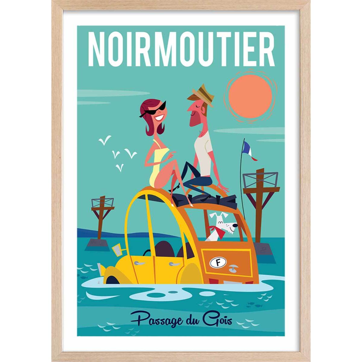 Affiche Noirmoutier Affiche + cadre en bois - Chêne