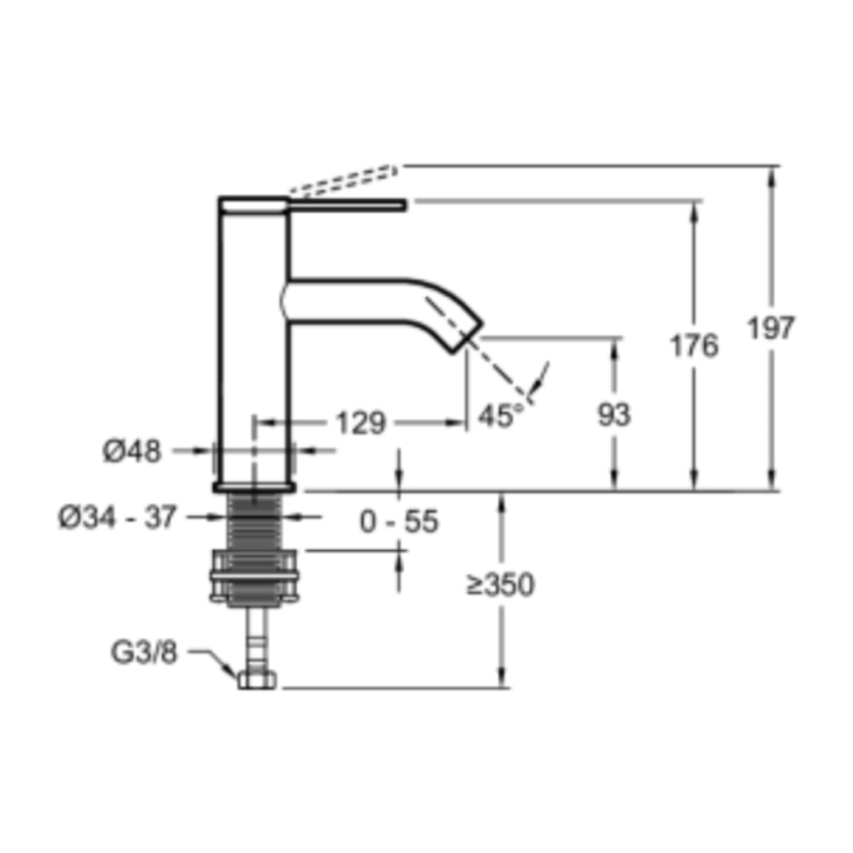 Mitigeur lavabo Grands Boulevards sans vidage Laiton brossé