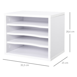Organiseur bureau bois blanc avec 4 couches fournitures support d'imprimante dim. 35,5L x 25l x 28,6H cm