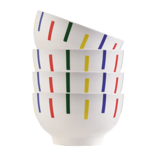 Set 4pcs bols  diseño rayas de colores  benetton