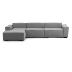 Divano fisso Licia, Divano componibile a 4 posti con penisola sinistra, 100% Made in Italy, Sofà moderno in tessuto, Cm 340x170h70, Grigio