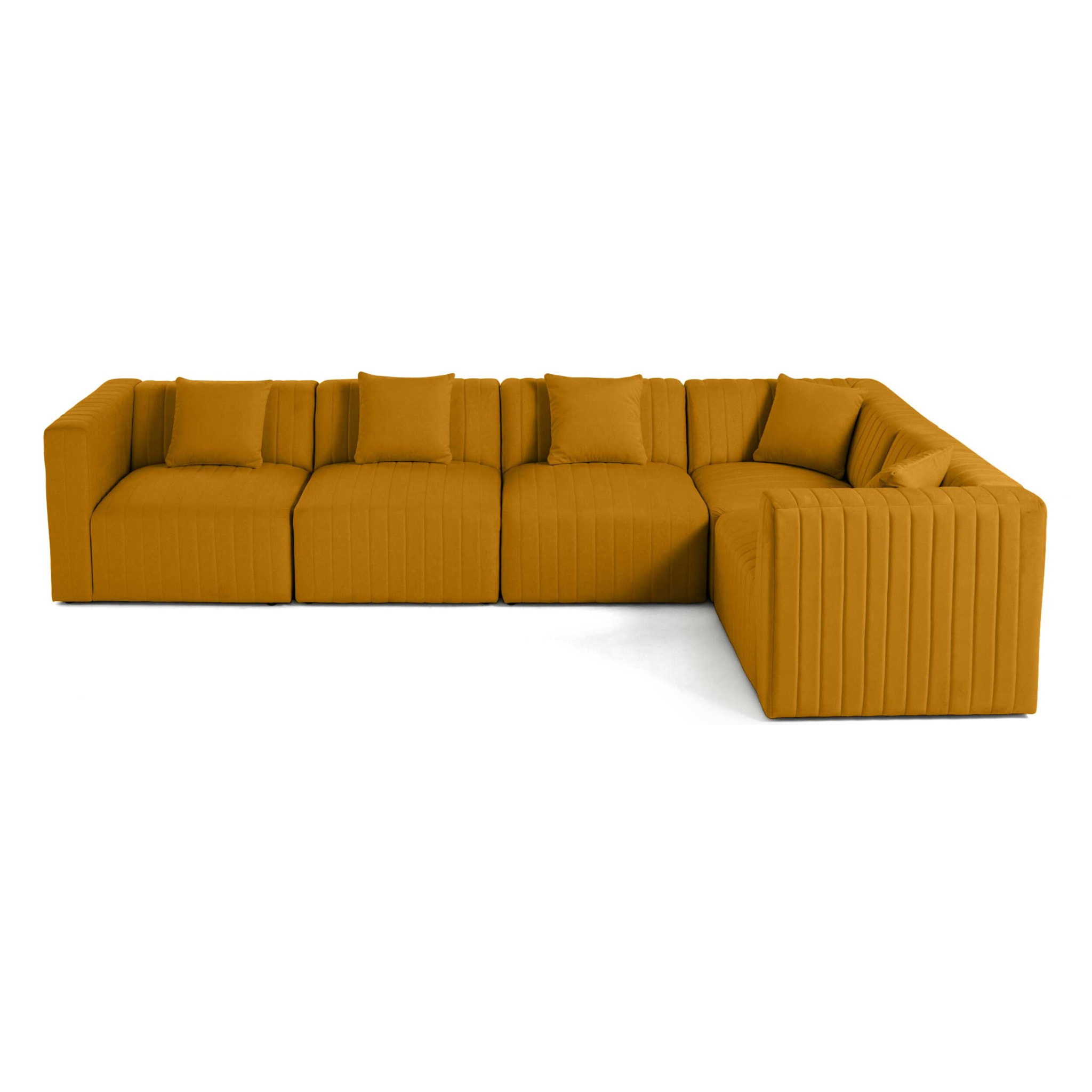 Nova - canapé modulable d'angle réversible - 6 places - en velours - Jaune