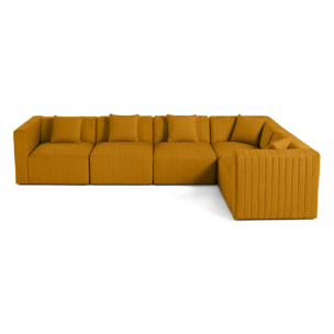 Nova - canapé modulable d'angle réversible - 6 places - en velours - Jaune