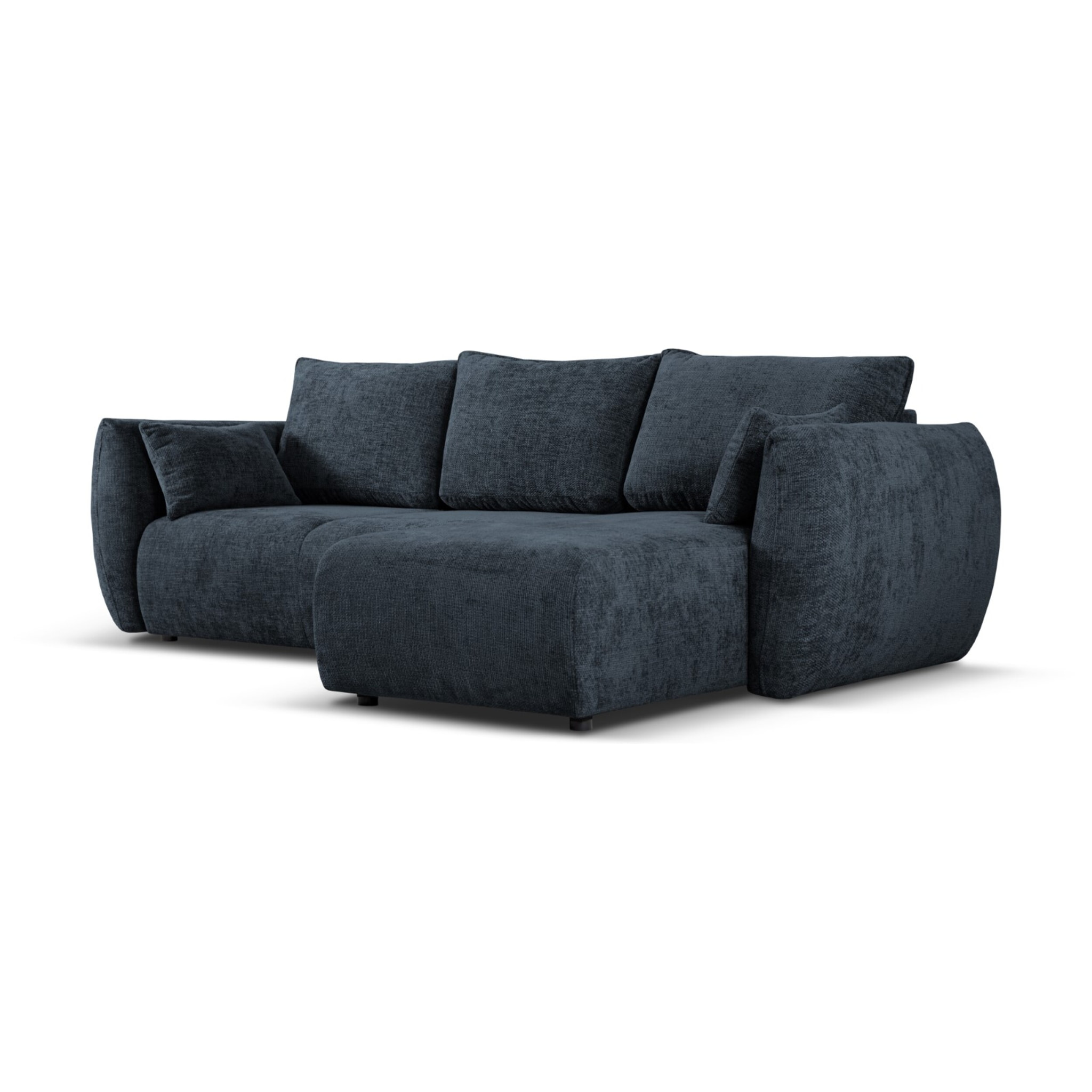 Canapé d'angle droit convertible avec coffre de rangement "Matera" 4 places en chenille bleu roi