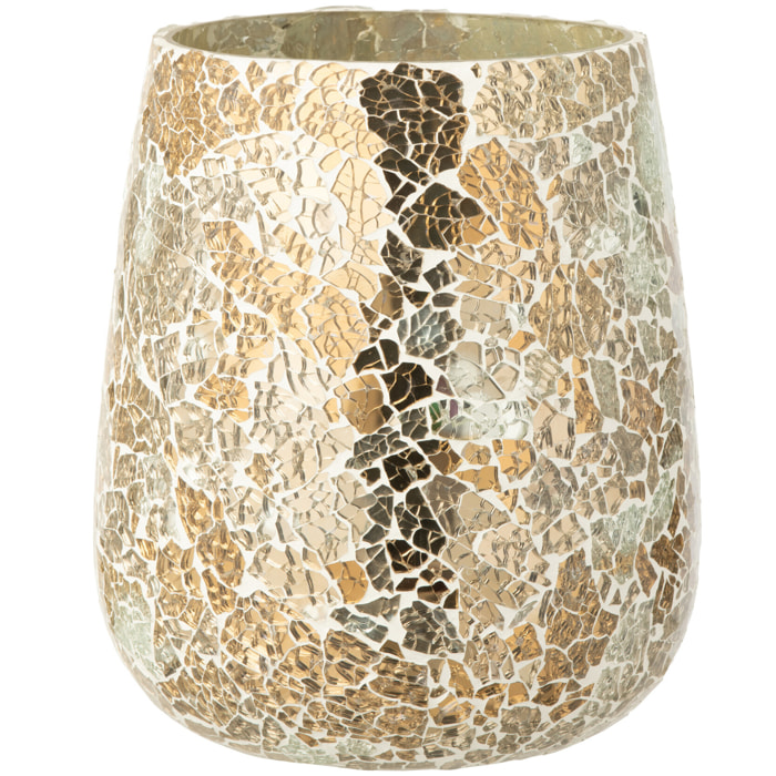 J-Line bougeoir Craquelé - verre - or