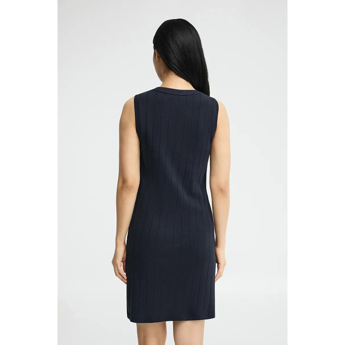 Vestido corto azul marino de canalé con logo Rigby Go