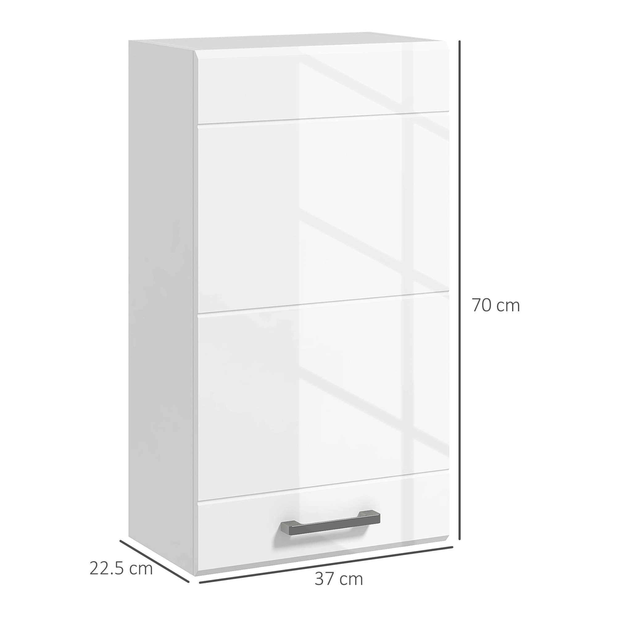 Armoire haute murale de salle de bain ou WC - placard porte 2 étagères - dim. 41L x 18l x 52H cm - MDF blanc mat laqué