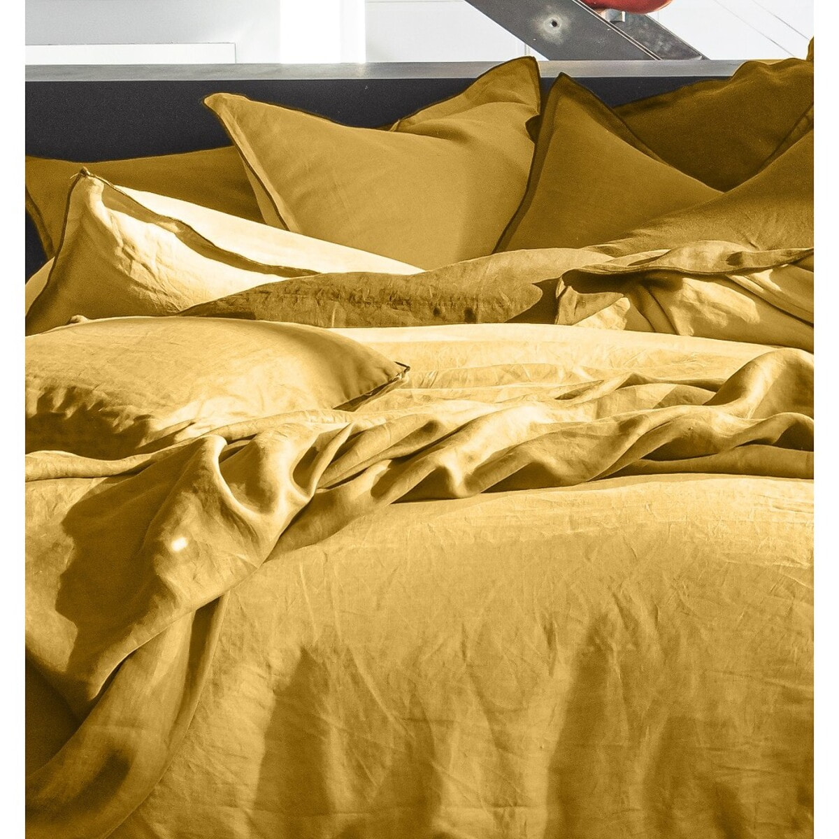 Housse De Couette 100% lin lavé Jaune Curry