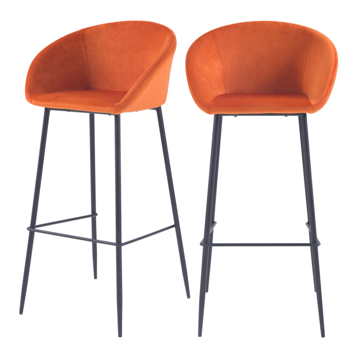 Chaise de bar Marquise orange corail H75cm (lot de 2)