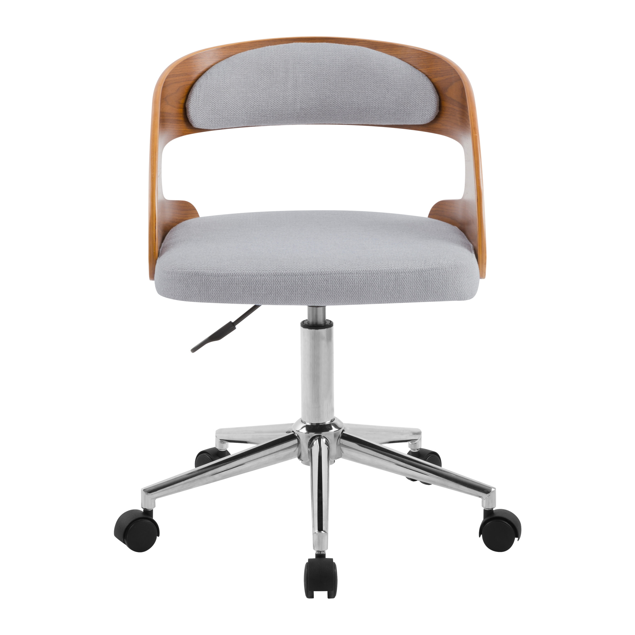 Chaise de bureau pivotante et réglable en bois et tissu gris - Louis