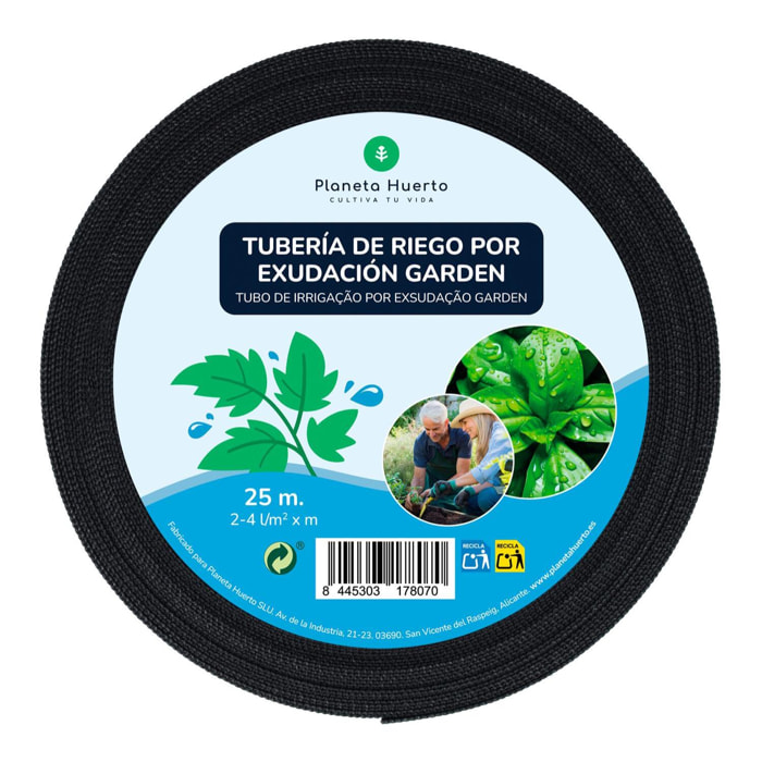 PLANETA HUERTO | Rollo Exudación Garden 25 m – Sistema de Riego Sostenible para Césped y Jardines