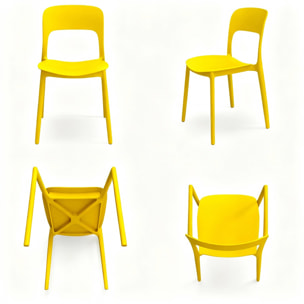Set 4 Sedie Da Giardino In Polipropilene Impilabili Leggere E Resistenti Ideali Per Esterni Terrazze Giardini Bar Dehors Ristoranti Giallo