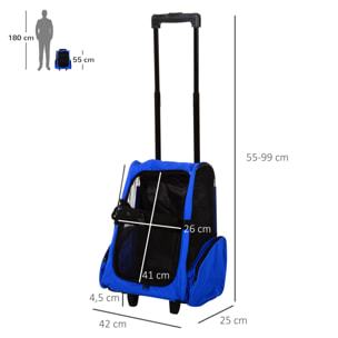 Transportin Carrito para Mascotas de Oxford 36x30x49cm Azul