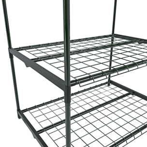 Serra A 2 Ripiani Da Giardino Per Orto Telaio In Acciaio Verniciato Telo PVC Trasparente Porta Avvolgibile Apertura A Cerniera Con ruote 69x49x125 Cm