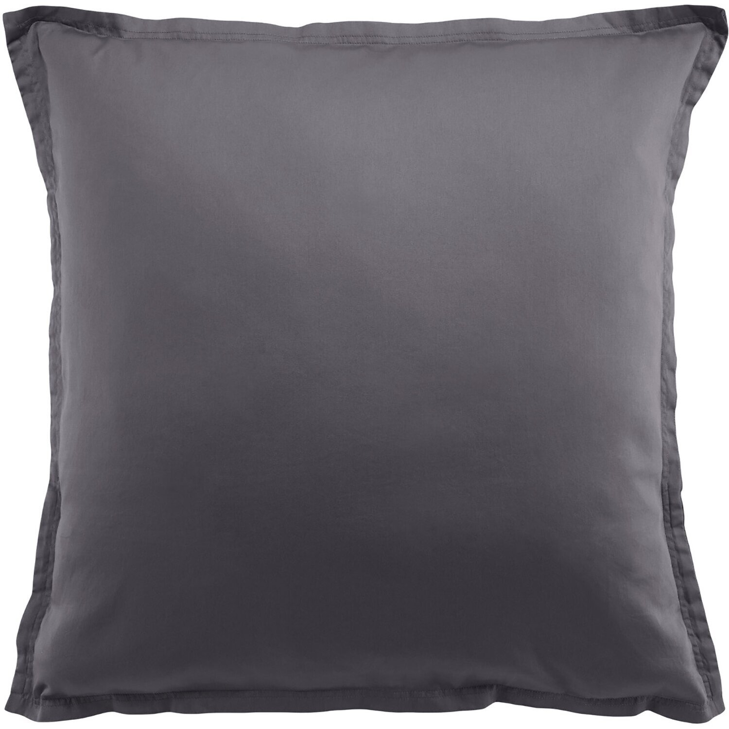 Paire de taies d'oreiller 100% satin de coton lavé 105 fils gris fonce