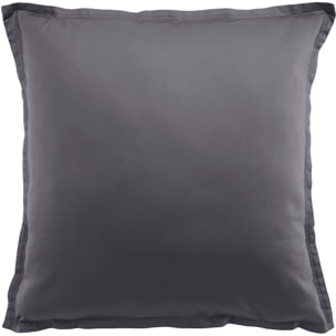 Paire de taies d'oreiller 100% satin de coton lavé 105 fils gris fonce