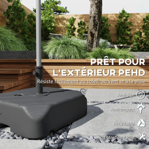 Pied de parasol mobile HDPE effet bois noir