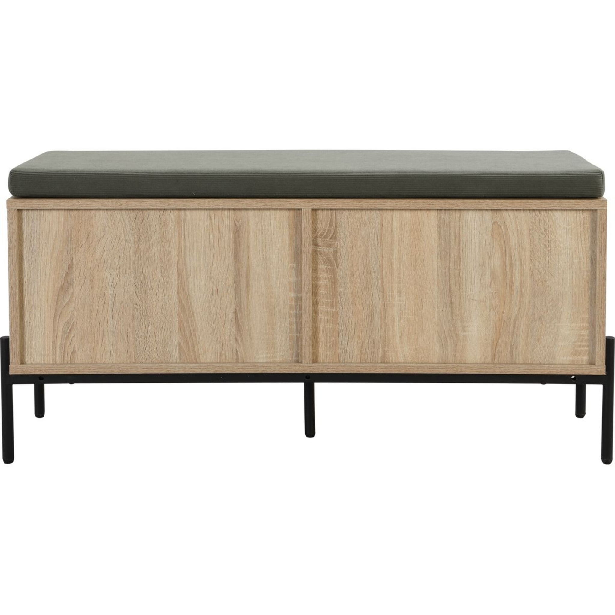 Banc d'entrée avec rangement en bois et cannage - IRIS