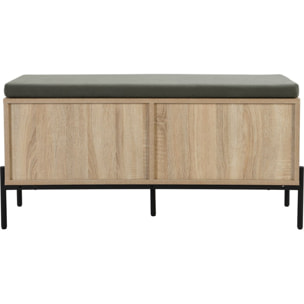 Banc d'entrée avec rangement en bois et cannage - IRIS