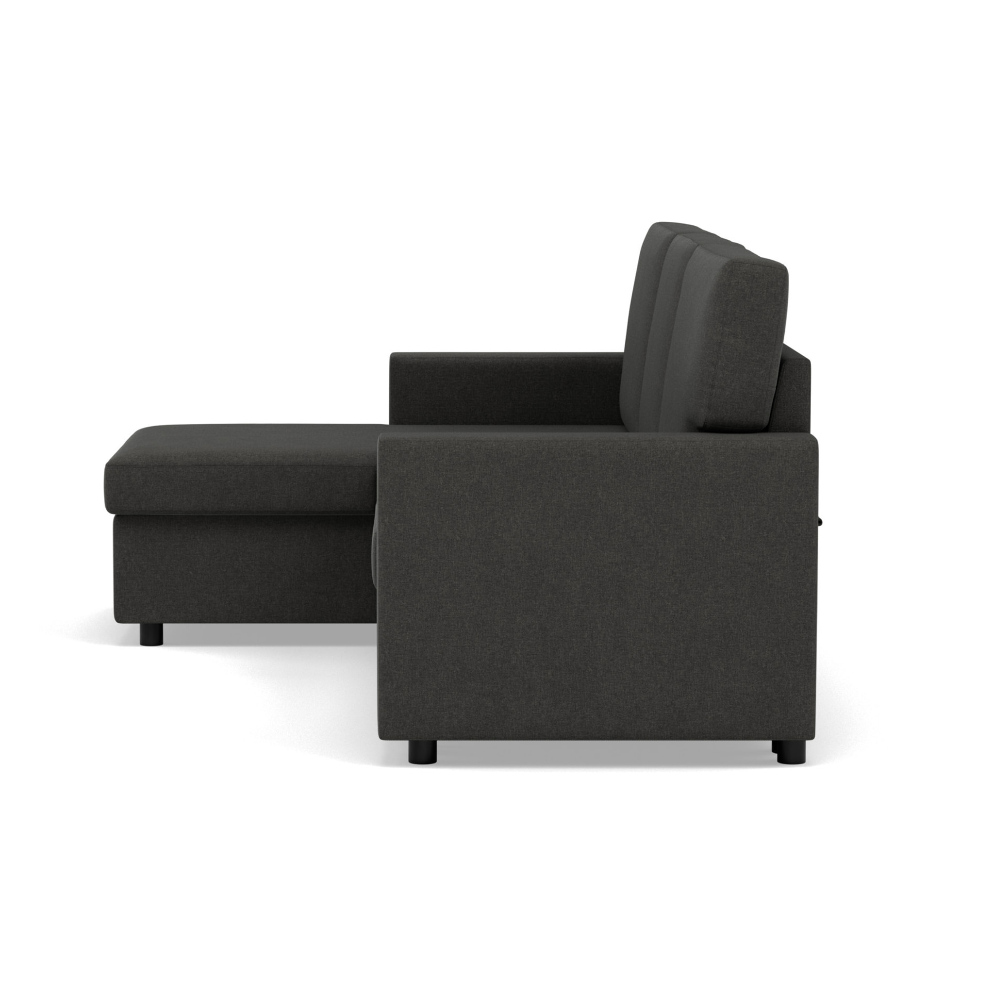 Meiya - canapé d'angle réversible 4 places convertible avec coffre en tissu - Gris foncé