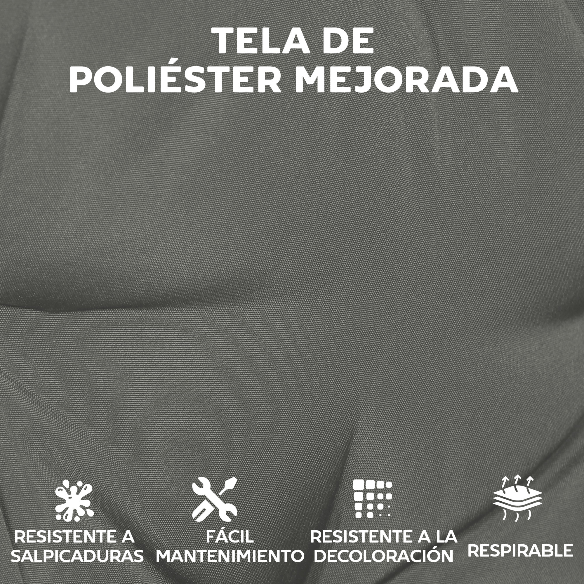 Set de 4 Cojines para Sillas, Cojines para Jardín, Colchones de Silla con Lazos y Base Antideslizante, Impermeables, Protección UV30+, para Interior y Exterior, 39,5x39,5x10 cm, Gris Oscuro