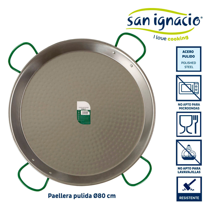 Paellera pulida 80 cm 40 raciones colección la dehesa