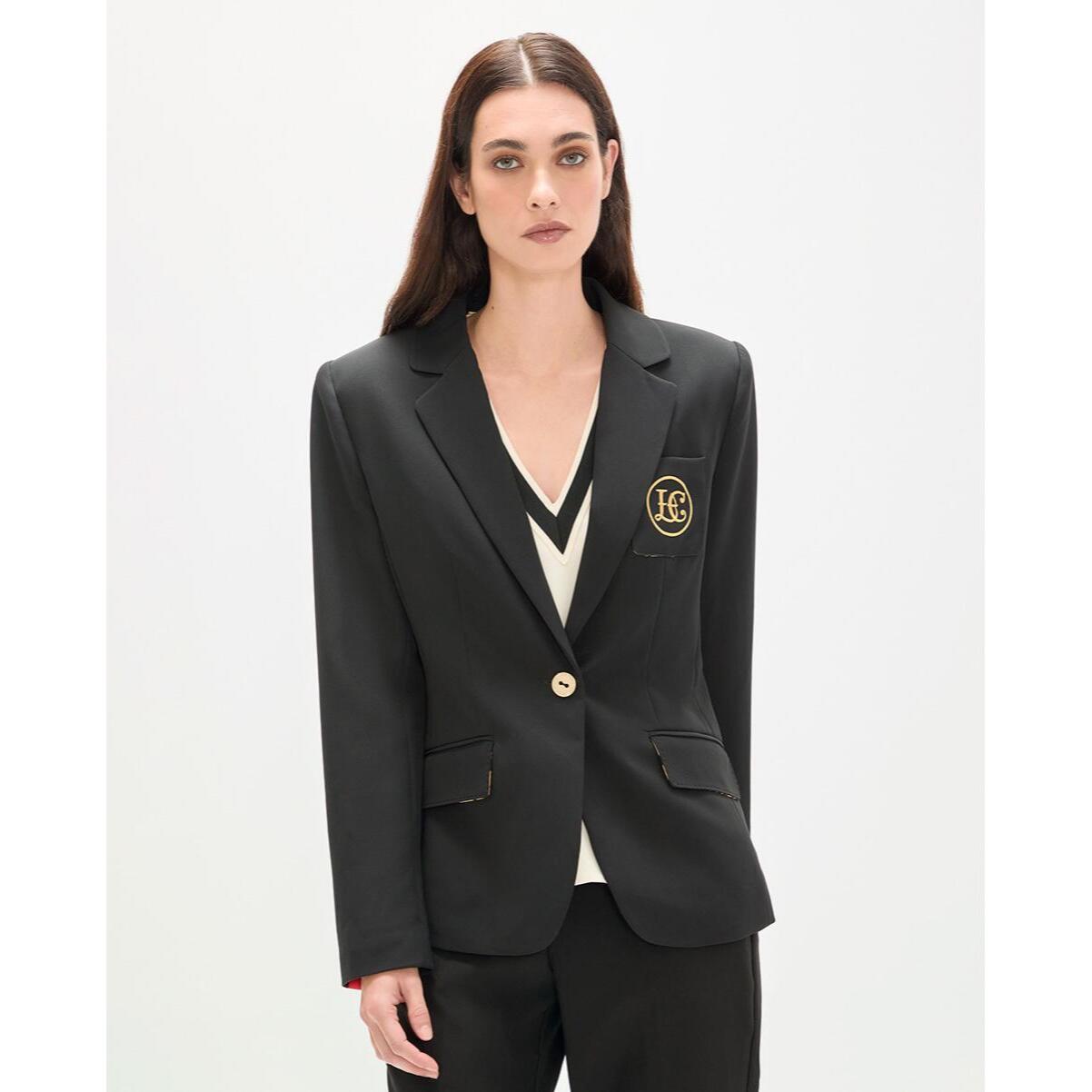 Blazer aderente con tasche a patta