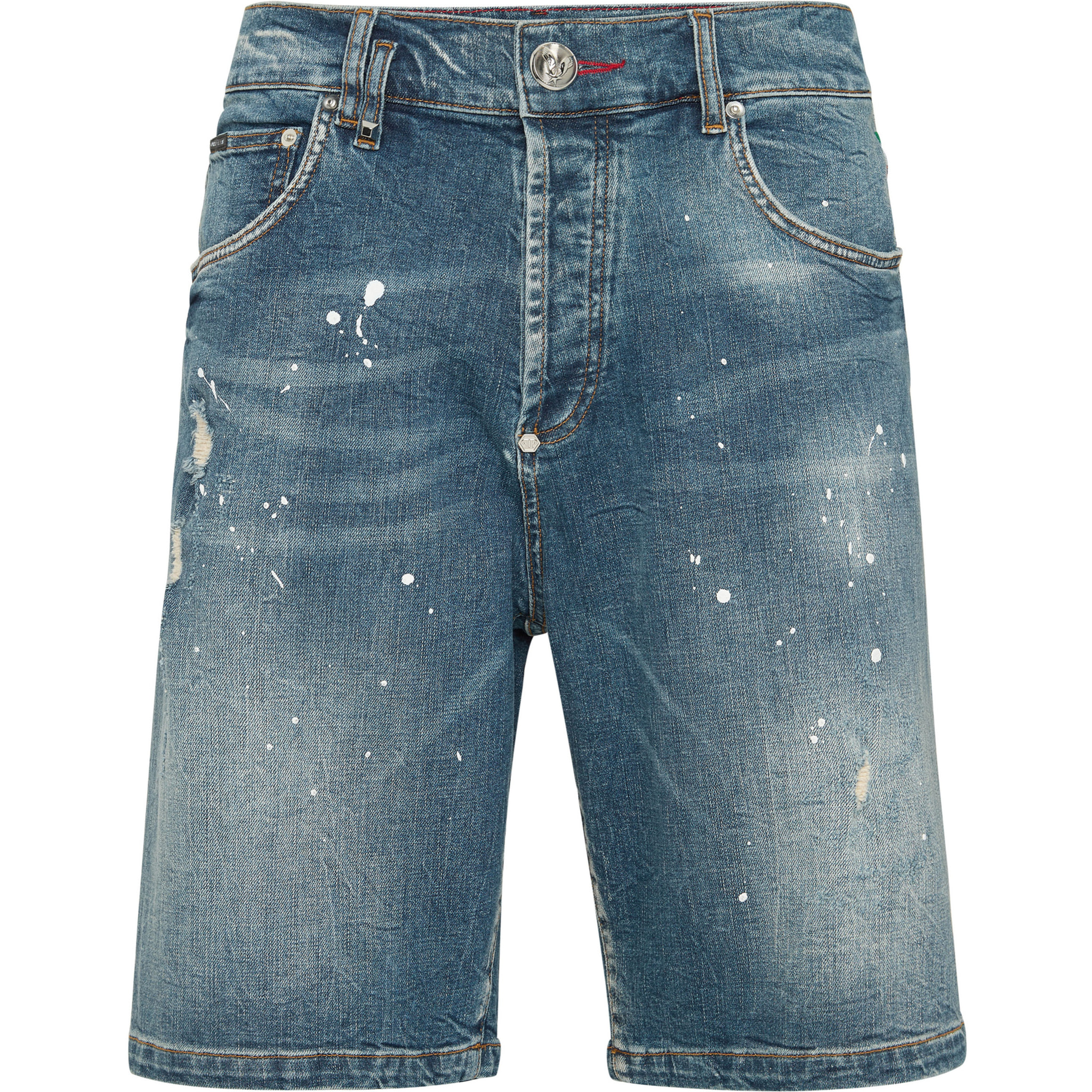 PHILIPP PLEIN DENIM SHORTS SKULL