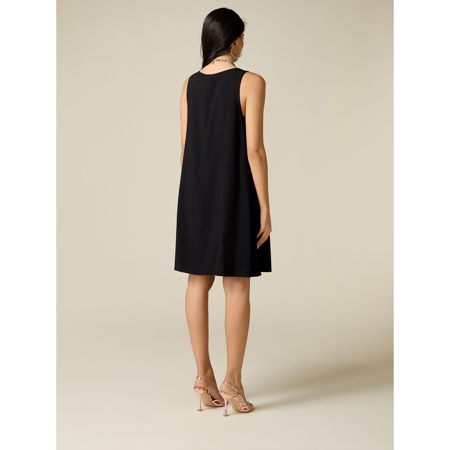 Oltre - vestido oversize sin mangas de viscosa - Negro