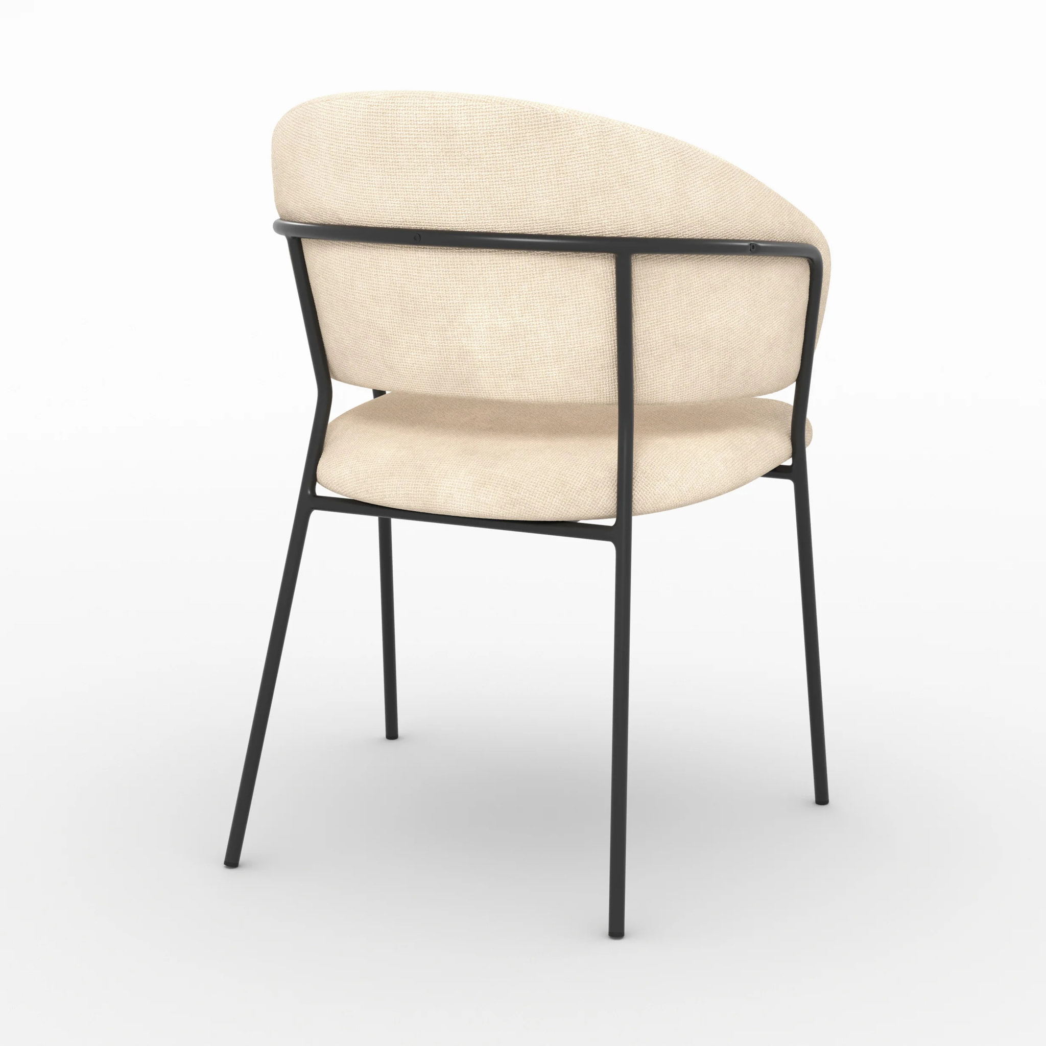 Lot de 2 chaises en tissu beige et pieds en métal noir  - Amaya