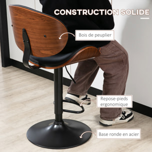 Lot de 2 tabourets de bar – Réglables et pivotants – Dossier et repose-pieds