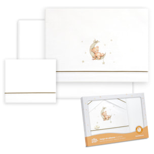 Triptico Coche Estampado Oso Luna Estrellas Bco/Gris